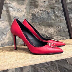 Versace Red Leather Medusa Door Knocker Pumps